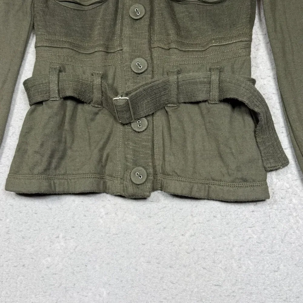 Free People Utility Jacket Women’s Size Medium Green Military Boho Belted